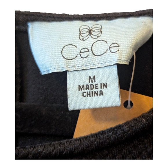 CeCe Elegant Black Ruffle Sleeve Top Sized Medium - Picture 2 of 5